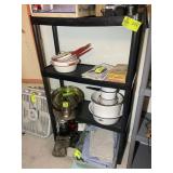 4 TIER PLASTIC SHELF, NO CONTENTS