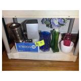 ASSORTED GROUP OF VASES AND CANDLES