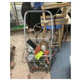 ROLLING CART WITH EXTENSION CORDS AND WORK LIGHTS