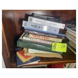SHELF OF BOOKS, MISC TITLES AND AUTHORS, ANTIQUES