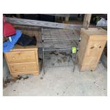 TWO WOODEN BINS AND METRO RACK