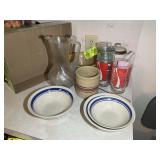 MISC GROUP INCLUDING COKE GLASSES, BOWLS, ROSEVILL