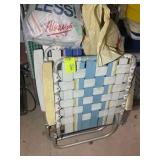 GROUP OF WOVEN SEAT FOLDING CHAIRS AND COTS, NEED