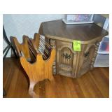 WOODEN MAGAZINE RACK AND HEXAGON SIDE TABLE 26 IN