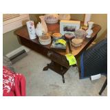 VINTAGE WOODEN SIDE TABLE WITH SMALL DRAWER ON FRO