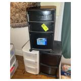 GROUP OF 3 DRAWER PLASTIC ROLLING STORAGE BINS