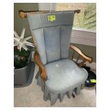 WOODEN SWIVEL ROCKING CHAIR WITH PADDED SEAT AND B