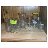 BOTTOM SHELF, MISC JARS, VASES, ETC