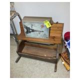 WOODEN BENCH AND DOLL CRADLE