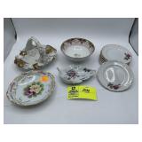 R. S. Germany Three Footed Floral Bowl, hand paint