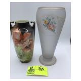 RS Germany Suhl Mold Floral Vase, large frosted gl