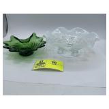 Northwood White Opalescent Footed Bowl, Swirl Art