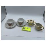 Antique Hand Painted Creamer and Lidded Sugar Bowl