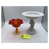 Fenton Art Glass Amberina Hobnail Pedestal Compote