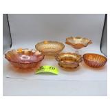 Beaded Marigold Carnival Glass Bowl, Marigold carn