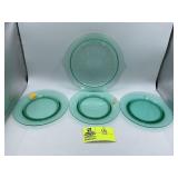 Green Depression Glass Handled Dish, Green Serving