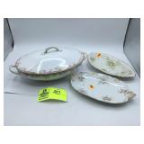 J and G Meakin Oval Floral Dish, Meakin Porcelain