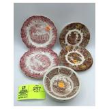 Meakin Staffordshire Fair Winds Brown Bowls, Meaki