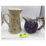 Grape Style Pitcher by Fitz and Floyd, hand painte