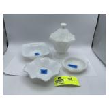 Anchor Hocking Milk Glass Grape and Leaves Pedesta