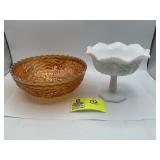 Imperial Glass Grape Pattern Carnival Glass Bowl,