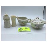 Ceramic Floral Creamer and Sugar Dish Set by H and