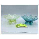 Northwood Blue Opalescent Inverted Fan and Feather