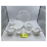 Hazel Atlas Apple Orchard Milk Glass Snack Set, Se