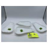 Hazel Atlas Milk Glass Pear Blossom Dish, Vintage