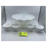 Colony Harvest Milk Glass Punch Bowl Set