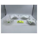 Fenton Art Glass Hobnail Milk Glass Bon Bon Handle