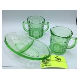 Jeanette Glass Divided Uranium Glass Relish Dish,