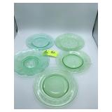 Pair of green uranium glass plates, green uranium