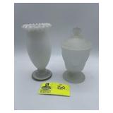 Fenton Frosted Glass Bicentennial Candy Jar, White