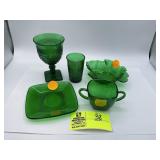 Hocking Glass Forest Green Maple Leaf Candy Dish a