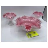 Fenton Peach Crest Three Piece Console Set