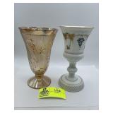 Painted Grapes Patterned Milk Glass Vase by Westmo