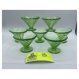 Group of 7 Uranium Glass Desert Cups