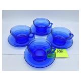 Hazel Atlas Moderntone Cobalt Blue Tea Cup and Sau