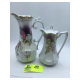Porcelain tea pot white,gold,floral pattern, RS Pr