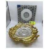 Turkish Oyster Shape Serving Platter, Yellow and W