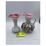 Peach Crest Barcelona Vase - Fenton Art Glass, Cha