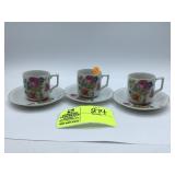White Floral Tea Cup and Saucer Made in Occupied J
