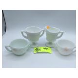 Milk Glass Creamer and Sugar Set in Hobnail by Wes