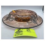 Pink Depression Glass Rolled Edge Console Bowl, Go