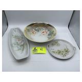 Ceramic Floral Two Handle decorative Plate, and a