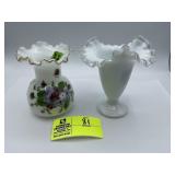 Bristol Glass Floral Vase, and an Art Glass Silver