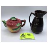 Brown Hand painted Ceramic Pitcher, Moriage Redwar