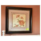 FRAMED FLORAL PRINT, 35 IN X 35 IN