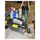 GROUP OF DOG RELATED ITEMS, SHAMPOO, WATER BOWLS,